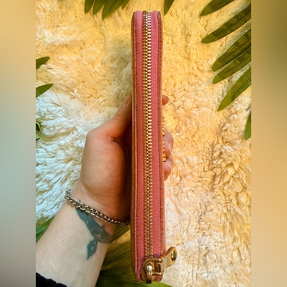 MIU MIU Pink Bubblegum Continental Soft Croc Italian Leather Long Zipper Wallet - Picture 9 of 12